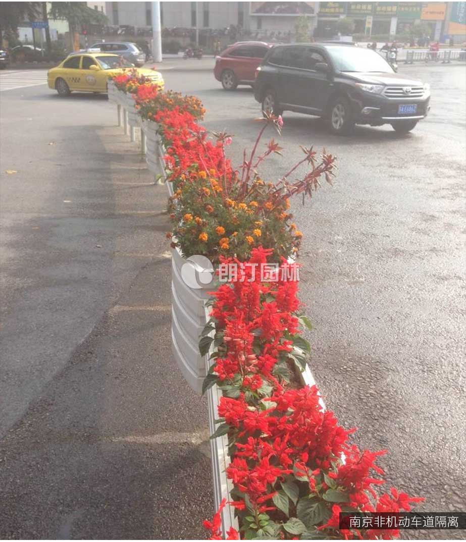 南京机非隔离绿化花箱-长条艺术花箱案例