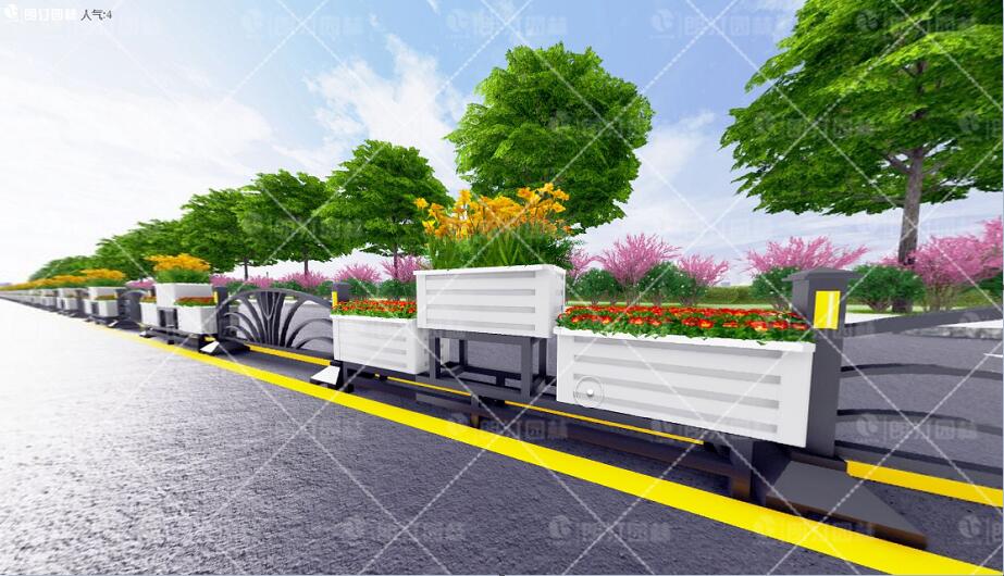 车道栅栏花箱图片