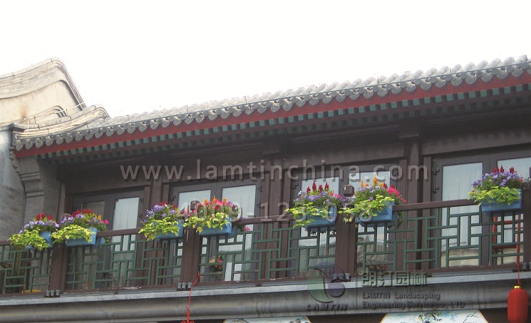 鞍式花盆-景区古建筑窗台阳台护栏挂花